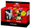LEXMARK 17 + 27 im Set 10N0217E + 10N0227E black + colour LEXMARK Z13, Z23, Z24, Z25, Z33, Z34, Z35, Z515, Z517, Z600, Z601, Z602, Z603, Z604, Z605, Z612, Z615 Z617 Z645 X74, X75, X1100, X1110, X1130, X1140, X1150, X1155, X1160, X1170, X1180, X1190, X1270