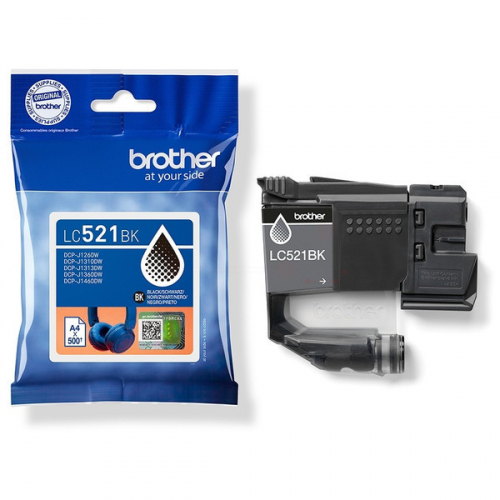 LC-521BK brother Original Tintenpatrone black ca. 500 S. für brother DCP-J1260W  DCP-J1300 Series  DCP-J1310DW  DCP-J1313DW  DCP-J1360DW  DCP-J1460DW