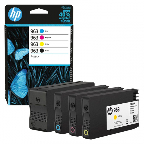 HP 963 Multipack 6ZC70AE 4 Originalpatronen (black, cyan, magenta, yellow) für HP Officejet Pro 9010, 9012, 9013, 9015, 9015e, 9016, 9019, 9020, 9022, 9025, 9025e, 9026, 9028