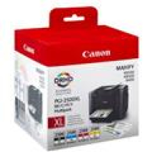 PGI-2500XL Multi Original Tintenpatronen Multipack: 1 x  ca. 2.500 S. black und je 1 x ca. 1.295 S. cyan, magenta, yellow für Canon Maxify iB4050 iB4150 MB5050 MB5150 MB5350 MB5450